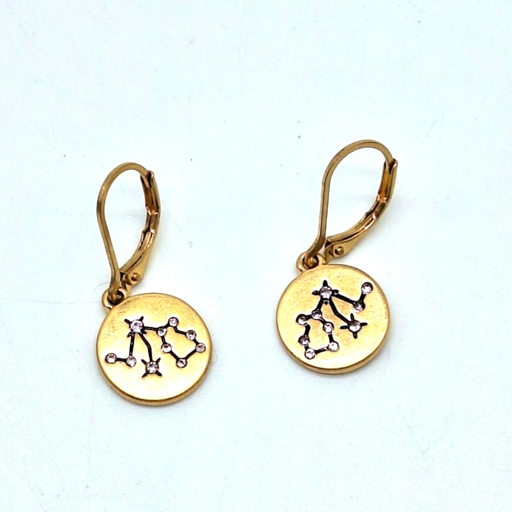Celestial Gold Tone Dangle Earrings‎